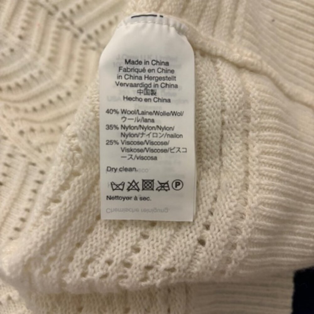 J Crew Knit Ivory Feminine Crewneck Sweater Ruffles EUC Med - Picture 5 of 5